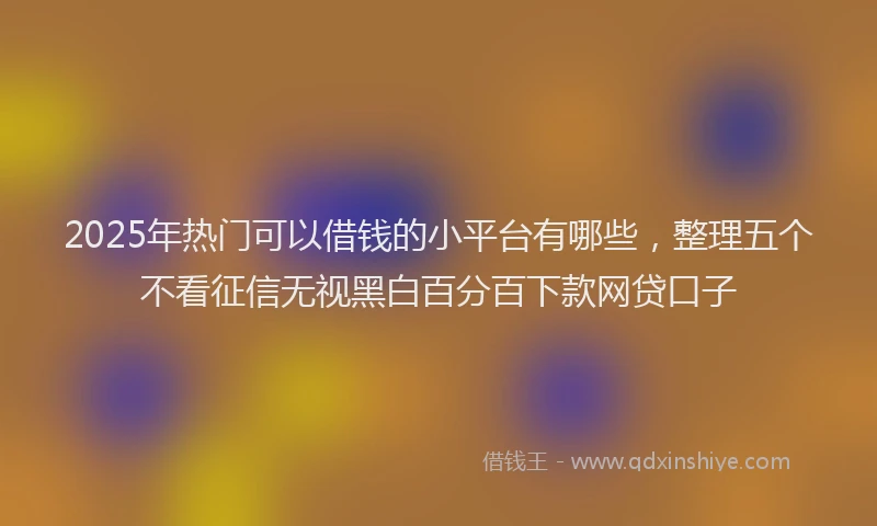 2025年热门可以借钱的小平台有哪些，整理五个不看征信无视黑白百分百下款网贷口子
