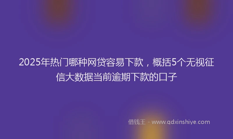 2025年热门哪种网贷容易下款，概括5个无视征信大数据当前逾期下款的口子