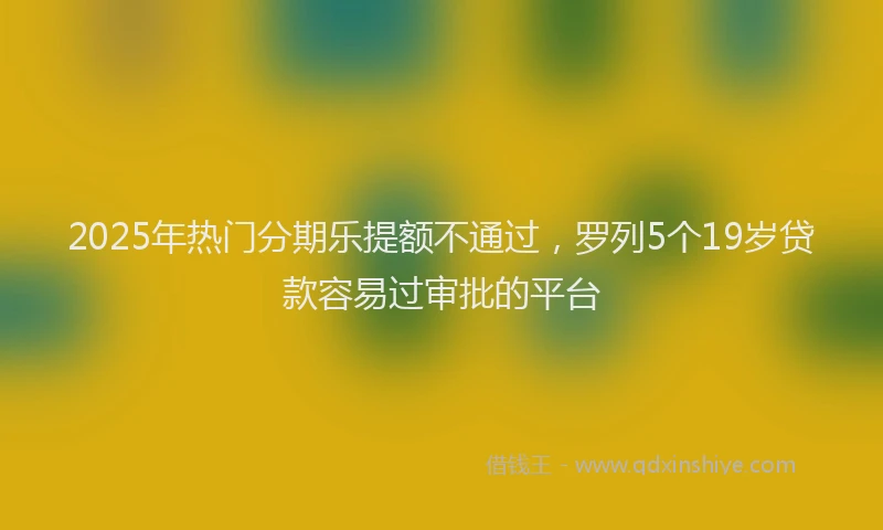 2025年热门分期乐提额不通过，罗列5个19岁贷款容易过审批的平台