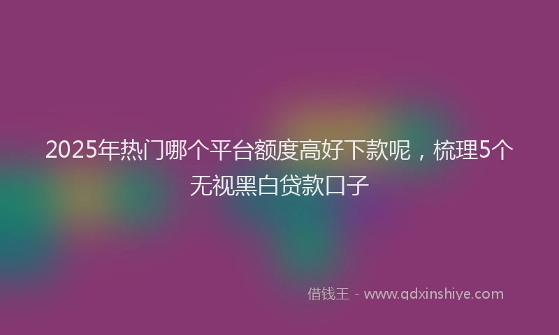 2025年热门哪个平台额度高好下款呢，梳理5个无视黑白贷款口子