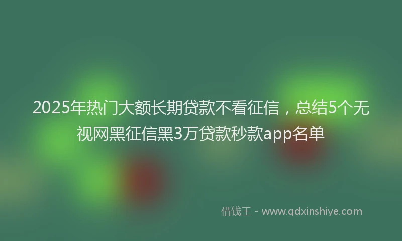 2025年热门大额长期贷款不看征信，总结5个无视网黑征信黑3万贷款秒款app名单