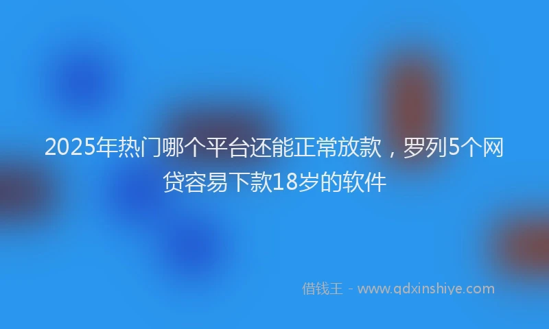 2025年热门哪个平台还能正常放款，罗列5个网贷容易下款18岁的软件