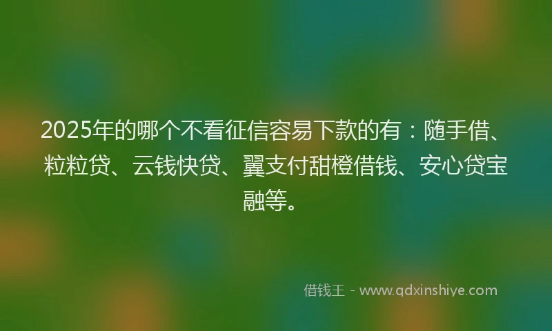 2025年的哪个不看征信容易下款的有：随手借、粒粒贷、云钱快贷、翼支付甜橙借钱、安心贷宝融等。