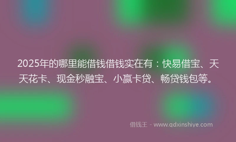 2025年的哪里能借钱借钱实在有：快易借宝、天天花卡、现金秒融宝、小赢卡贷、畅贷钱包等。