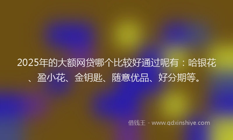 2025年的大额网贷哪个比较好通过呢有：哈银花、盈小花、金钥匙、随意优品、好分期等。