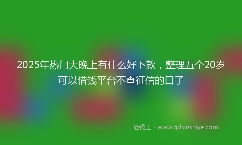 2025年热门大晚上有什么好下款，整理五个20岁可以借钱平台不查征信的口子