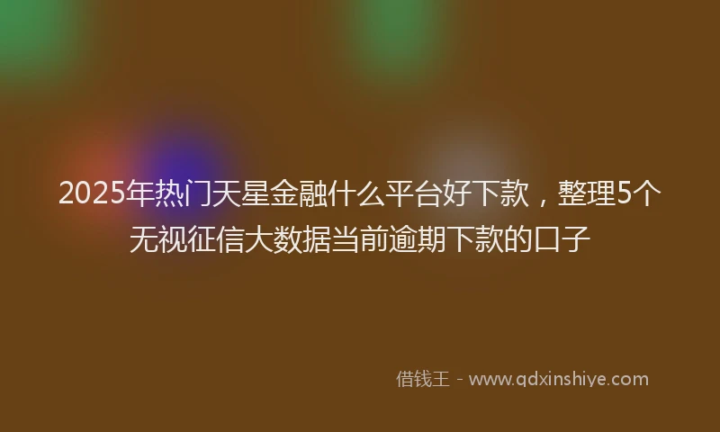 2025年热门天星金融什么平台好下款，整理5个无视征信大数据当前逾期下款的口子