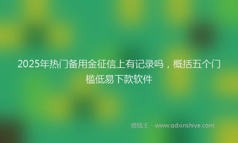 2025年热门备用金征信上有记录吗，概括五个门槛低易下款软件