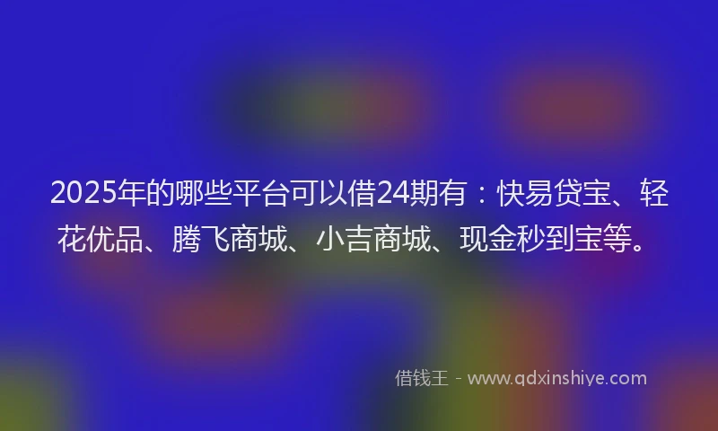 2025年的哪些平台可以借24期有：快易贷宝、轻花优品、腾飞商城、小吉商城、现金秒到宝等。
