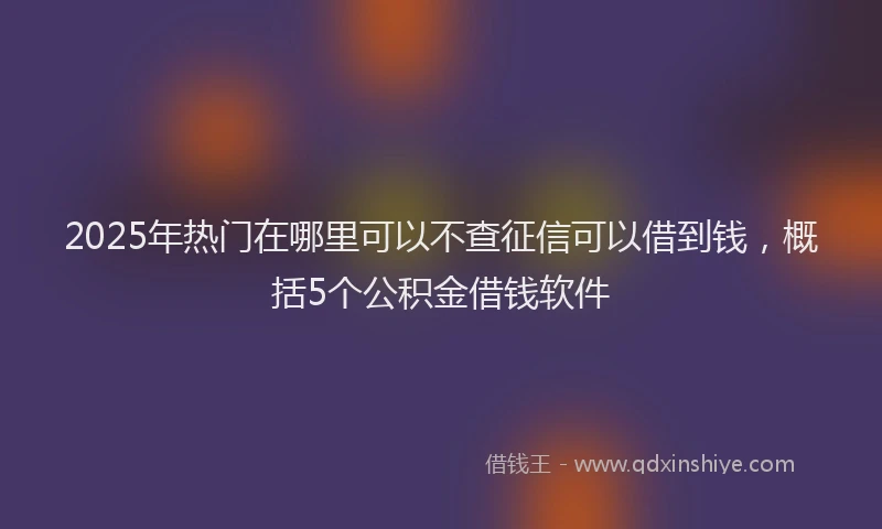 2025年热门在哪里可以不查征信可以借到钱，概括5个公积金借钱软件
