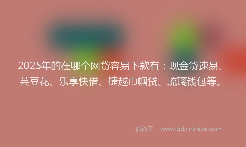 2025年的在哪个网贷容易下款有：现金贷速易、芸豆花、乐享快借、捷越巾帼贷、琉璃钱包等。