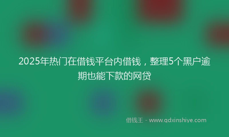 2025年热门在借钱平台内借钱，整理5个黑户逾期也能下款的网贷