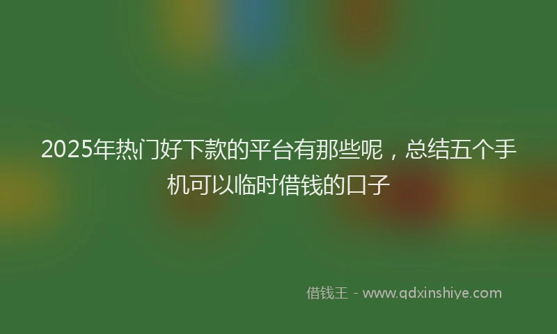 2025年热门好下款的平台有那些呢，总结五个手机可以临时借钱的口子