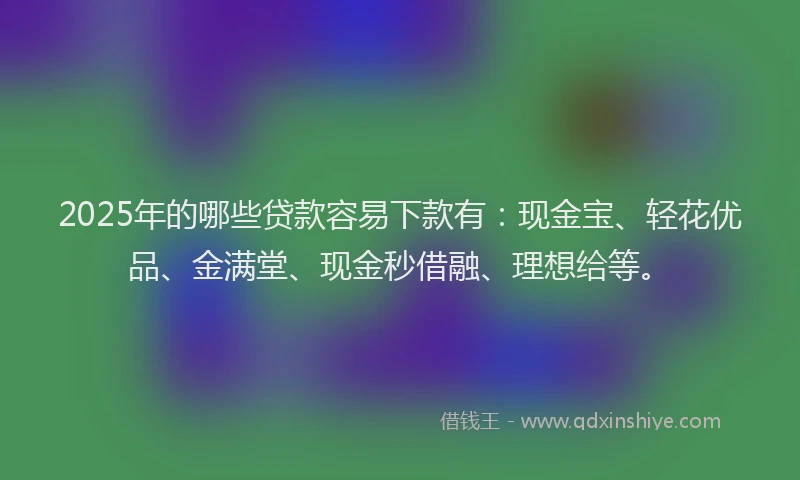 2025年的哪些贷款容易下款有：现金宝、轻花优品、金满堂、现金秒借融、理想给等。
