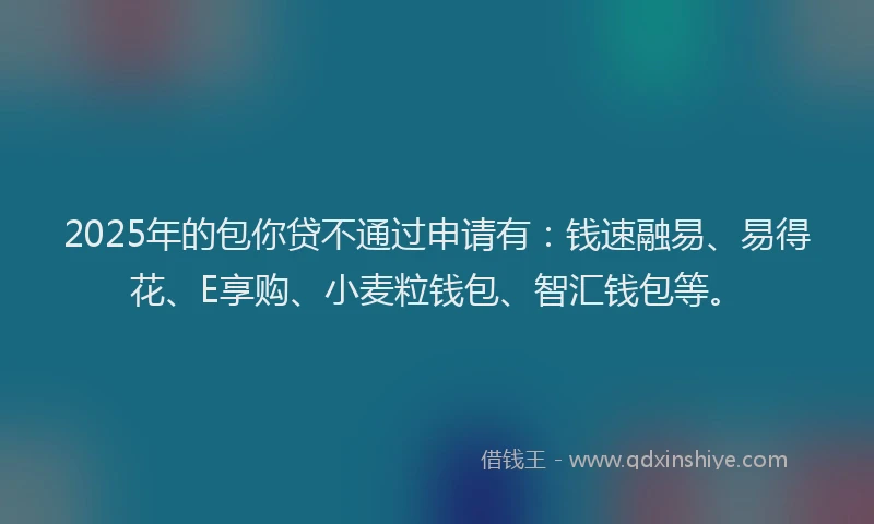 2025年的包你贷不通过申请有：钱速融易、易得花、E享购、小麦粒钱包、智汇钱包等。