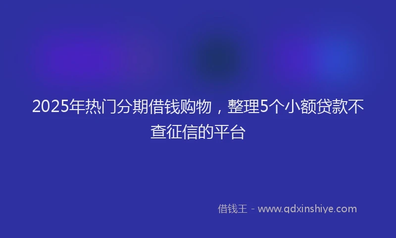 2025年热门分期借钱购物，整理5个小额贷款不查征信的平台
