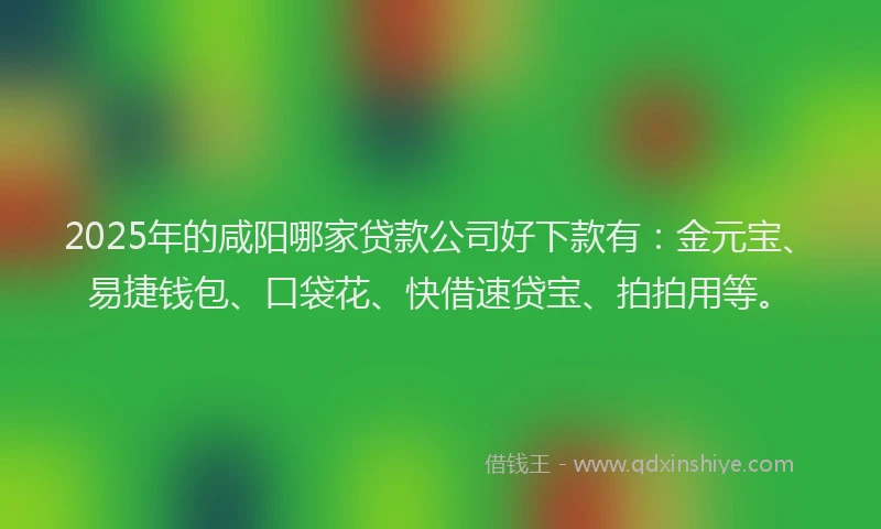 2025年的咸阳哪家贷款公司好下款有：金元宝、易捷钱包、口袋花、快借速贷宝、拍拍用等。