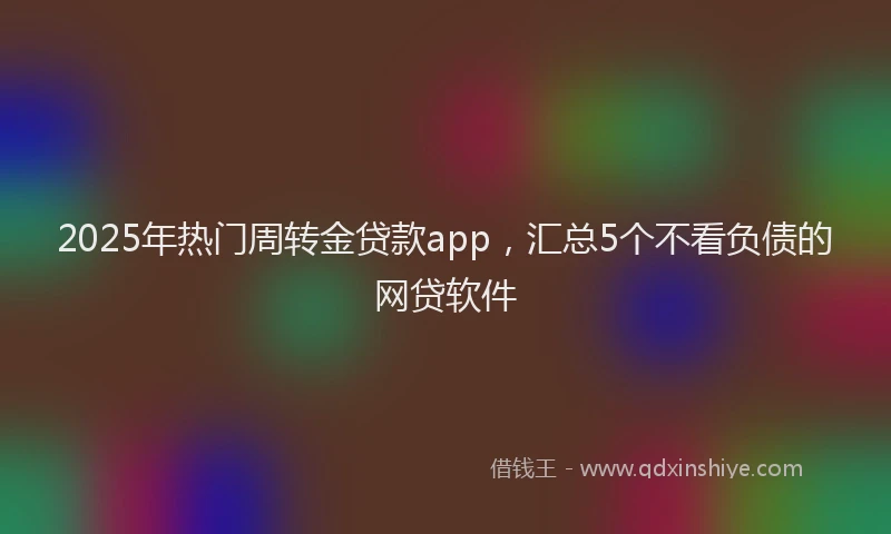 2025年热门周转金贷款app，汇总5个不看负债的网贷软件