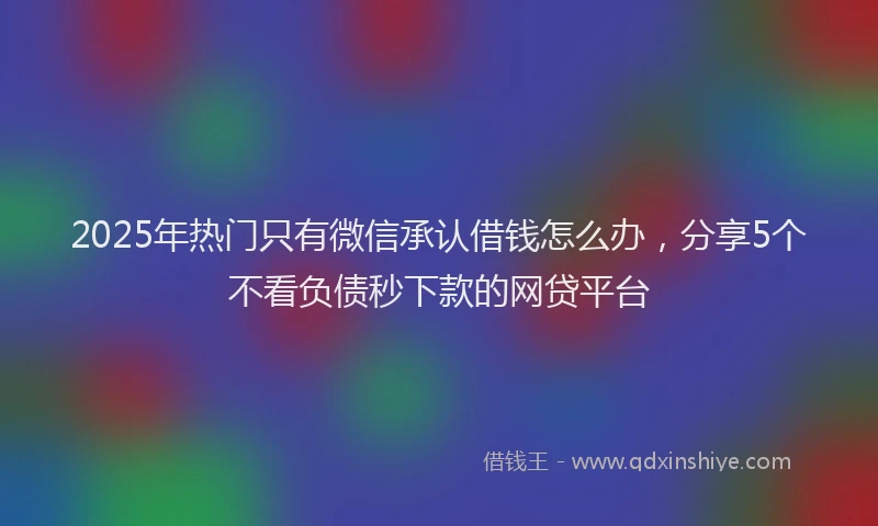 2025年热门只有微信承认借钱怎么办，分享5个不看负债秒下款的网贷平台