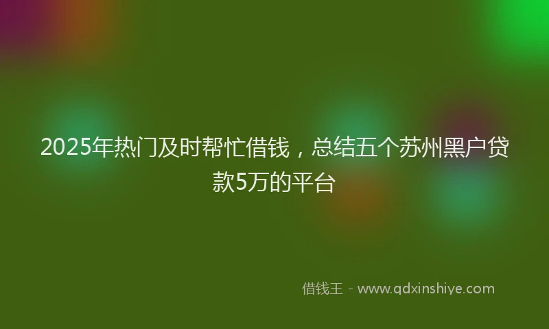 2025年热门及时帮忙借钱，总结五个苏州黑户贷款5万的平台