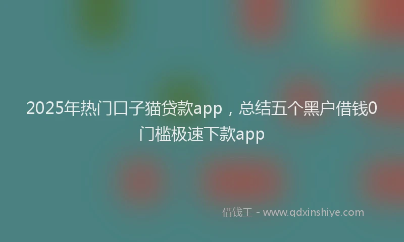 2025年热门口子猫贷款app，总结五个黑户借钱0门槛极速下款app