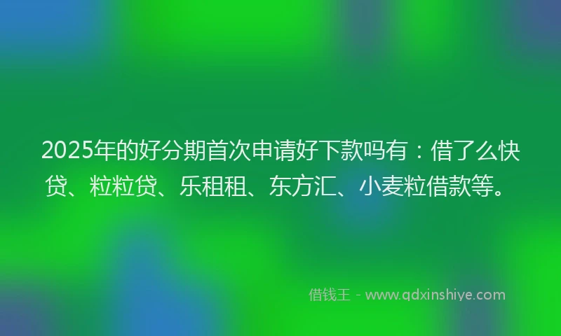 2025年的好分期首次申请好下款吗有：借了么快贷、粒粒贷、乐租租、东方汇、小麦粒借款等。