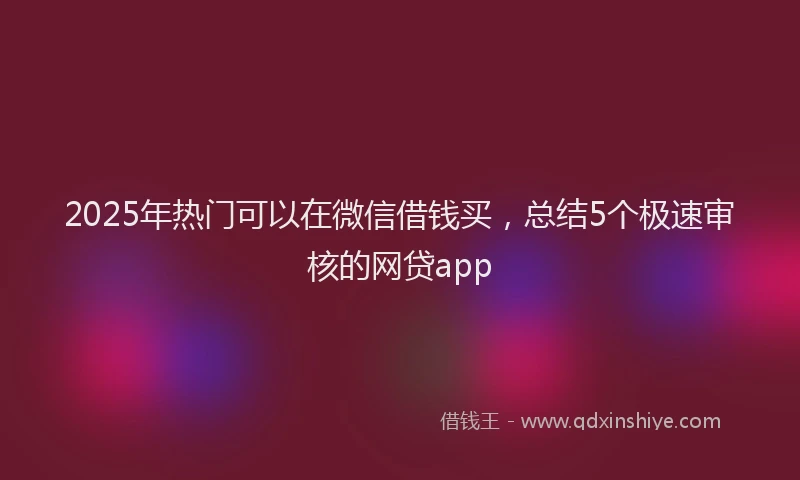 2025年热门可以在微信借钱买，总结5个极速审核的网贷app