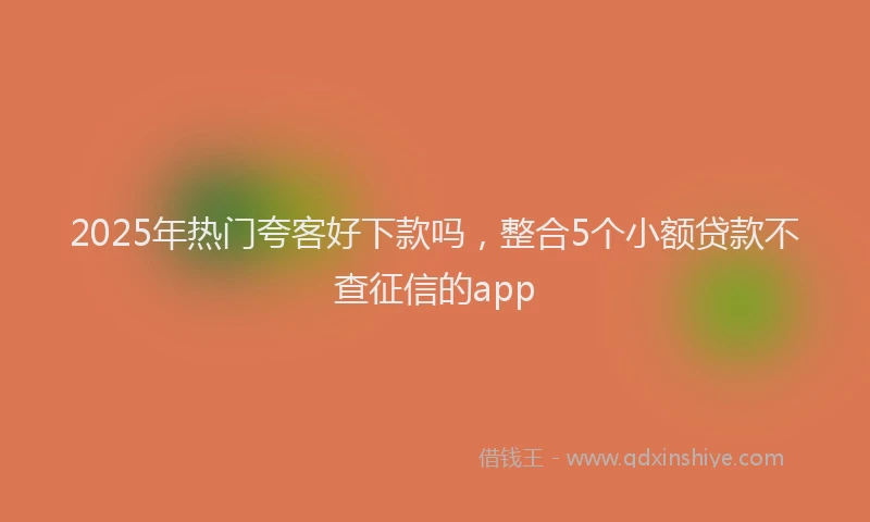 2025年热门夸客好下款吗，整合5个小额贷款不查征信的app