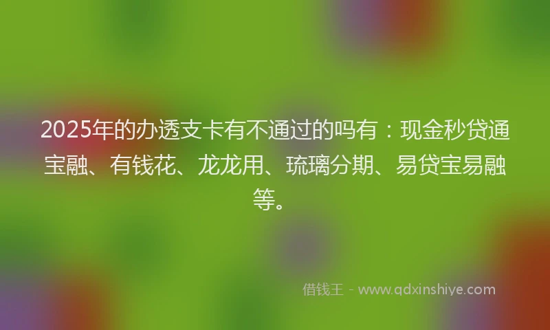 2025年的办透支卡有不通过的吗有：现金秒贷通宝融、有钱花、龙龙用、琉璃分期、易贷宝易融等。