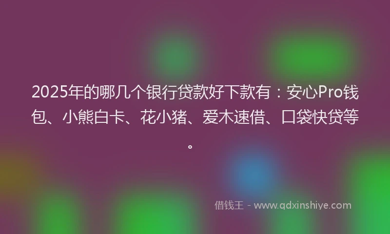 2025年的哪几个银行贷款好下款有：安心Pro钱包、小熊白卡、花小猪、爱木速借、口袋快贷等。