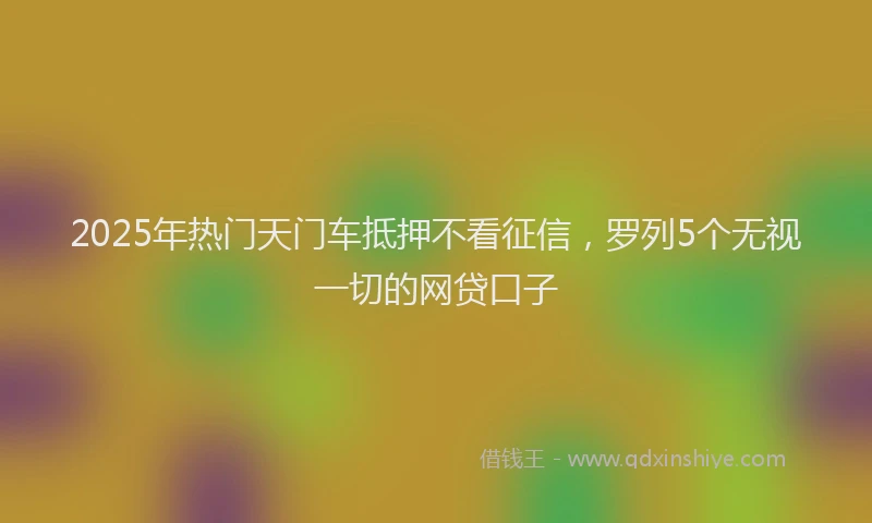 2025年热门天门车抵押不看征信，罗列5个无视一切的网贷口子