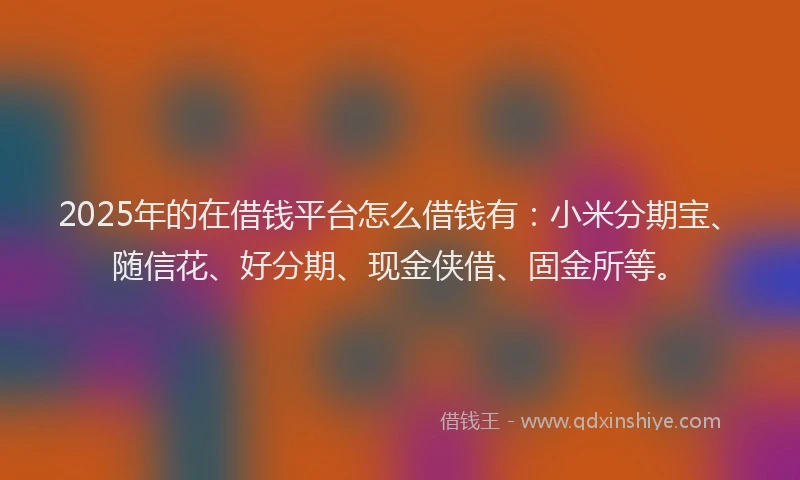 2025年的在借钱平台怎么借钱有：小米分期宝、随信花、好分期、现金侠借、固金所等。