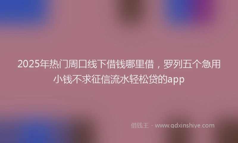2025年热门周口线下借钱哪里借，罗列五个急用小钱不求征信流水轻松贷的app