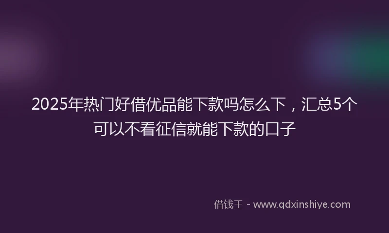 2025年热门好借优品能下款吗怎么下，汇总5个可以不看征信就能下款的口子