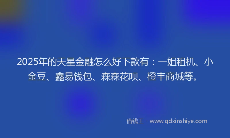 2025年的天星金融怎么好下款有：一姐租机、小金豆、鑫易钱包、森森花呗、橙丰商城等。