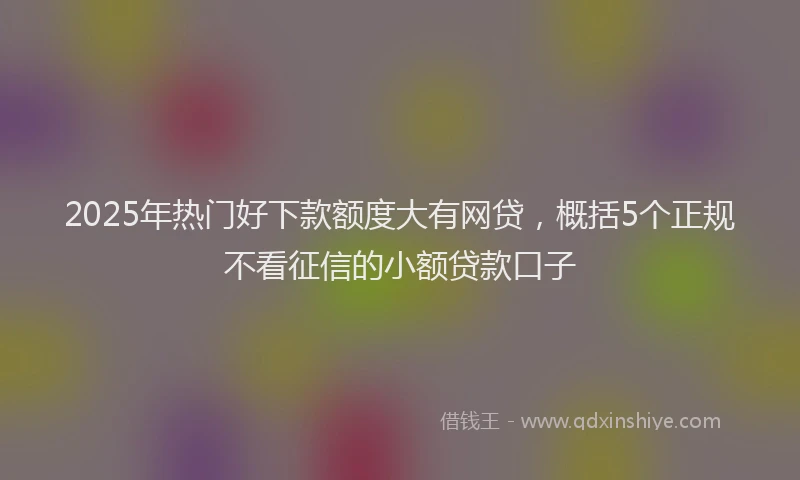2025年热门好下款额度大有网贷，概括5个正规不看征信的小额贷款口子