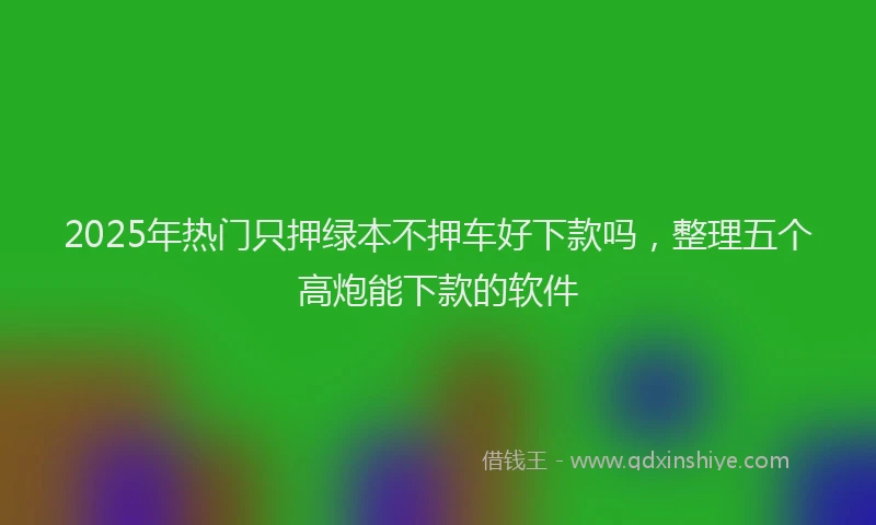 2025年热门只押绿本不押车好下款吗，整理五个高炮能下款的软件