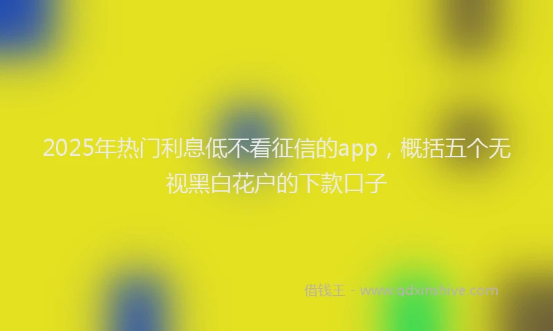 2025年热门利息低不看征信的app，概括五个无视黑白花户的下款口子