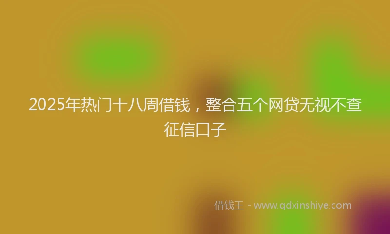 2025年热门十八周借钱，整合五个网贷无视不查征信口子