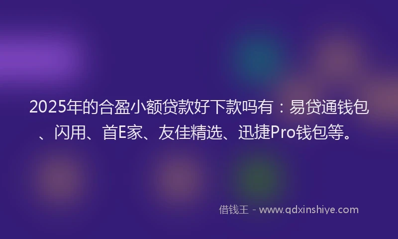 2025年的合盈小额贷款好下款吗有：易贷通钱包、闪用、首E家、友佳精选、迅捷Pro钱包等。