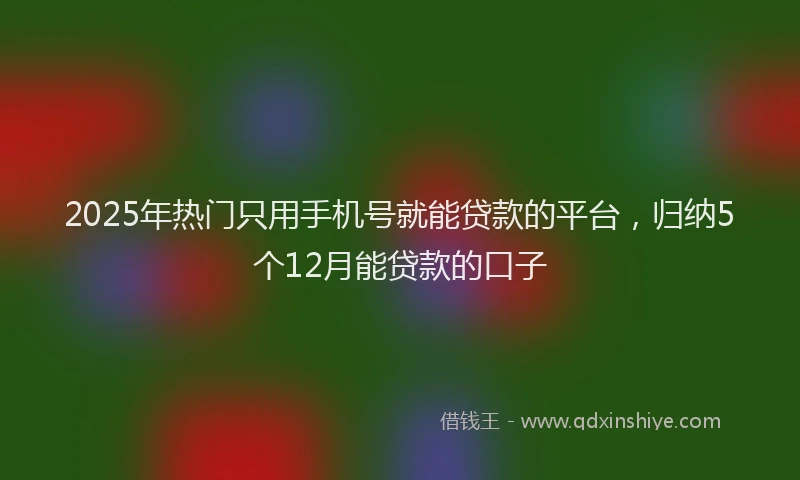 2025年热门只用手机号就能贷款的平台，归纳5个12月能贷款的口子
