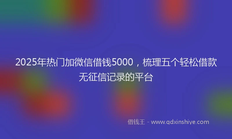 2025年热门加微信借钱5000，梳理五个轻松借款无征信记录的平台