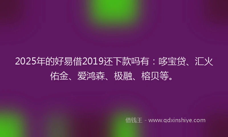 2025年的好易借2019还下款吗有：哆宝贷、汇火佑金、爱鸿森、极融、榕贝等。