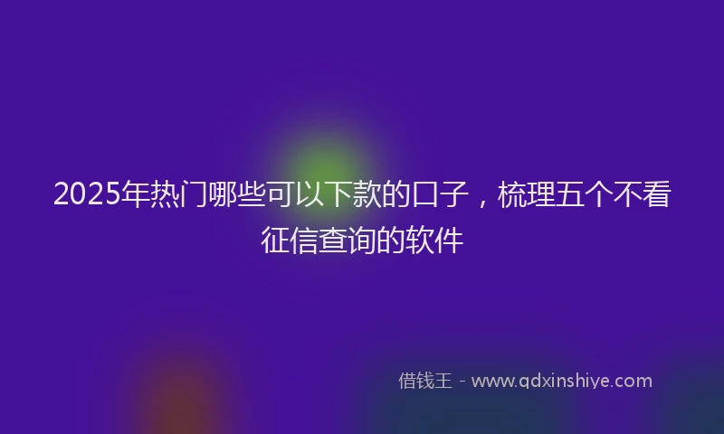 2025年热门哪些可以下款的口子，梳理五个不看征信查询的软件