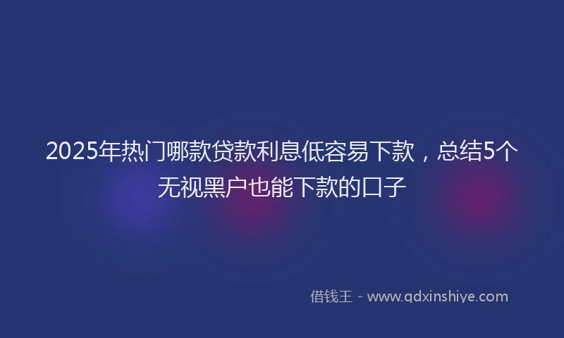 2025年热门哪款贷款利息低容易下款，总结5个无视黑户也能下款的口子