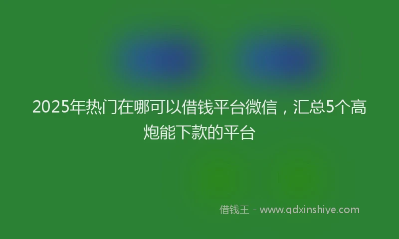 2025年热门在哪可以借钱平台微信，汇总5个高炮能下款的平台