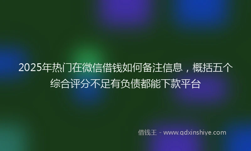 2025年热门在微信借钱如何备注信息，概括五个综合评分不足有负债都能下款平台