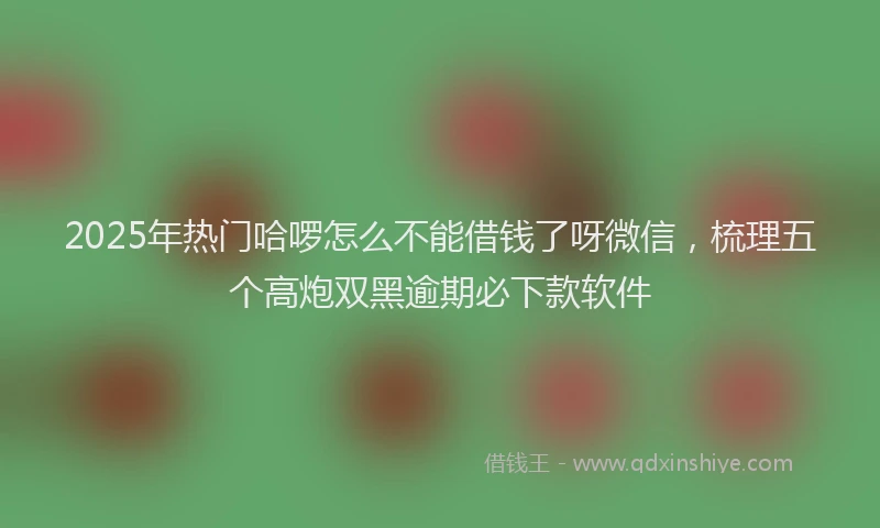2025年热门哈啰怎么不能借钱了呀微信，梳理五个高炮双黑逾期必下款软件