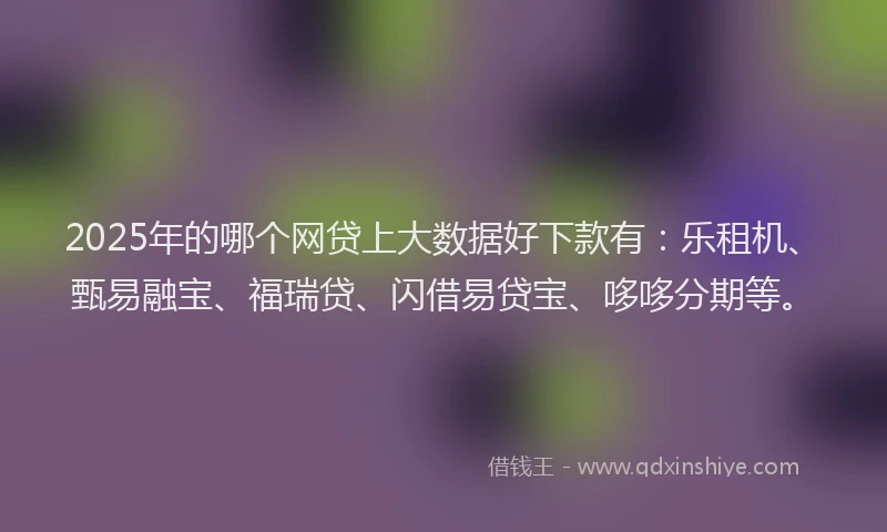 2025年的哪个网贷上大数据好下款有：乐租机、甄易融宝、福瑞贷、闪借易贷宝、哆哆分期等。