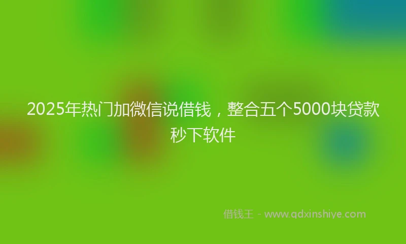 2025年热门加微信说借钱，整合五个5000块贷款秒下软件
